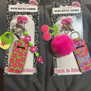 Pink and Green Water Bottle Charm Set